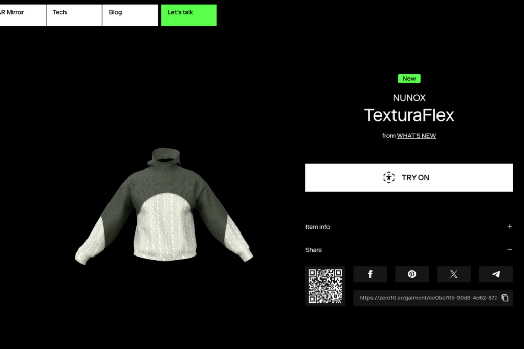 Example of an AR garment featured on Zero10 website