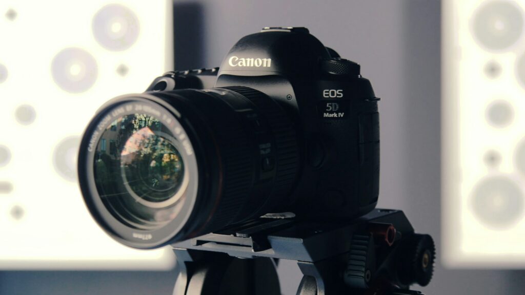 Canon DSLR camera on a tripod